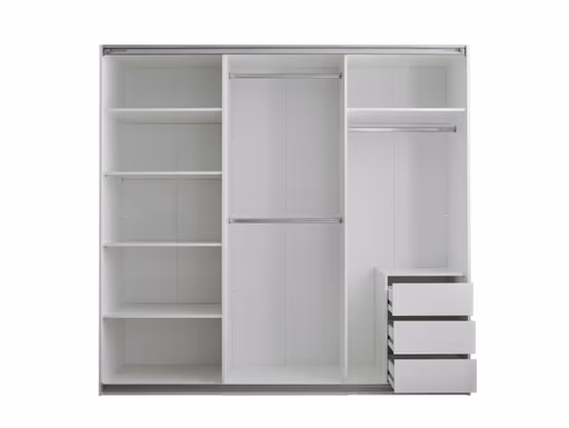 Schwebetürenschrank- B ca. 215 cm, Weiß, Spiegel