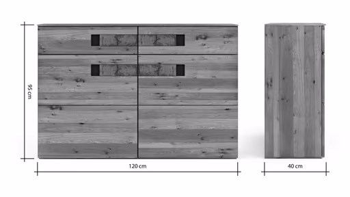 Kommode Baltimore - Wildeiche massiv, mit Hirnholzeinsatz