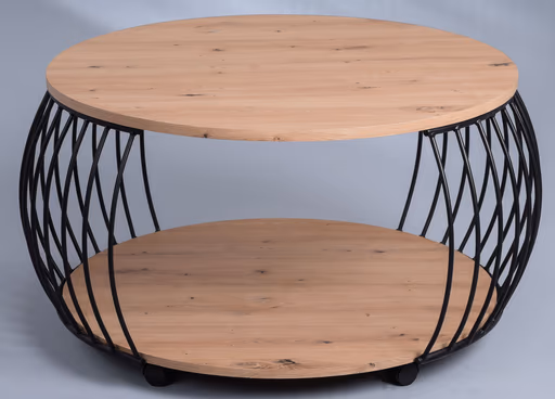 Couchtisch - Ø/H ca. 80x47 cm, Artisan Eiche Nachbildung, Schwarz