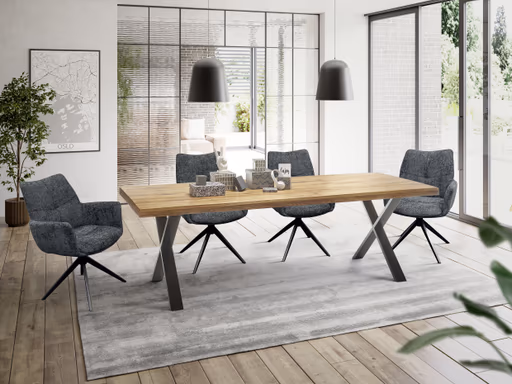 Armlehnstuhl MILENA - drehbar, Stoff, Anthrazit