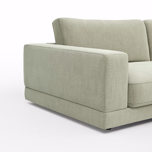 Ecksofa Juni - 1,5-Sitzer mit Longchair rechts, Stoff, Lindgrün