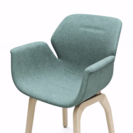 Armlehnstuhl Tooon - Stoff Lagune, Gestell Holz