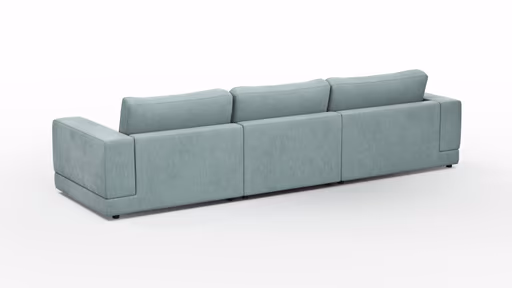 Ecksofa Juni - Longchair links mit 2-Sitzer, Stoff, Hellblau