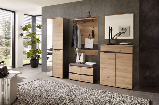 Garderobenpaneel - Eiche Dekor, Graphit