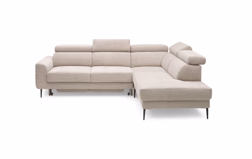 Ecksofa CHARIS - 2-Sitzer, Ecke rechts inkl. Schlaffunktion und Bettkasten, Microfaser, Sand