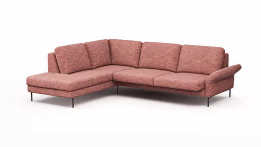 Ecksofa  Enna - Ecke links mit 3-Sitzer inklusive Sitzvorzug (motorisch), Stoff, Koralle