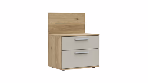 Nachttisch Viana - Furnier Balkeneiche, Lack Taupe