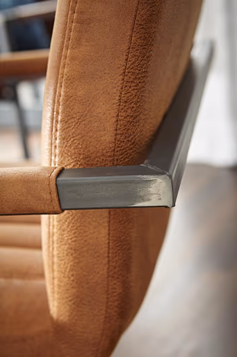 Armlehnstuhl Cambridge - Stoff, Cognac