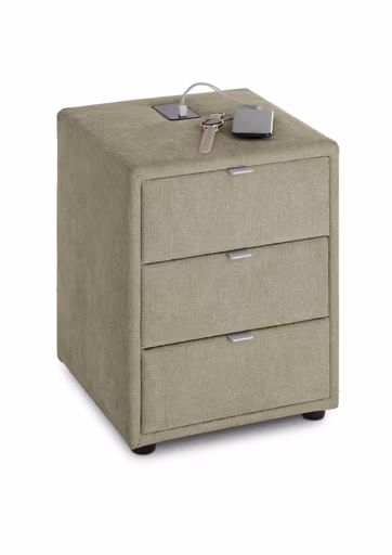 Nachttisch- Inkl. Ladeport, Stoff, Taupe