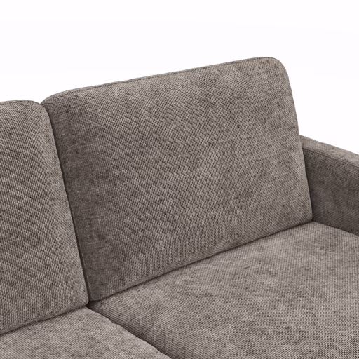 Ecksofa Enna - Longchair Links mit 3-Sitzer, Armlehne A, Stoff, Graubraun