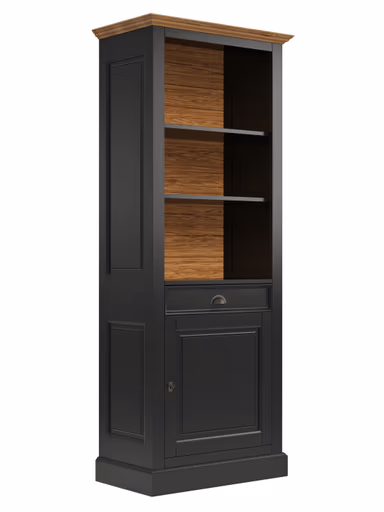 Bücherschrank Louisiana - teilmassiv, Schwarzgrau