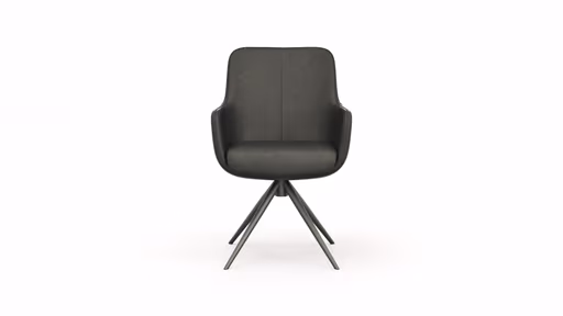 Armlehnstuhl Mis - Leder, Dunkelbraun, Drehbar, Gestell, Anthrazit