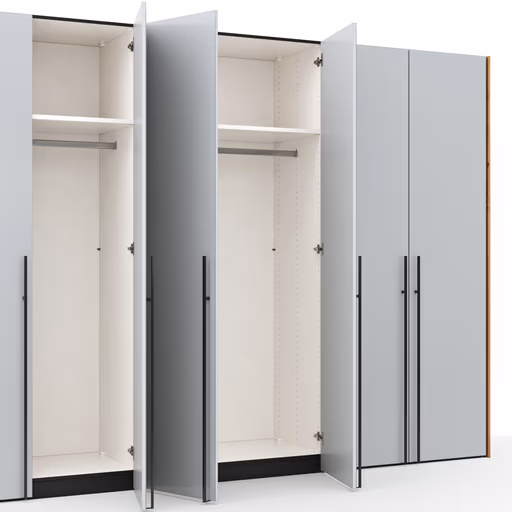 Drehtürenschrank Colorado - B ca. 307 cm, Glas, Hellgrau matt