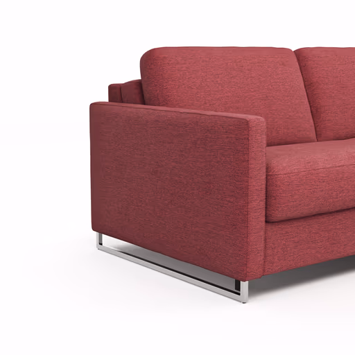 Ecksofa Nuoro - 2-Sitzer mit Longchair rechts inkl. Schlaffunktion und Bettkasten, Stoff, Rubin