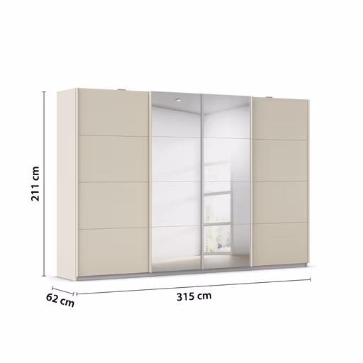 Schwebetürenschrank RIKK- B ca. 316 cm, Champagner, Spiegel