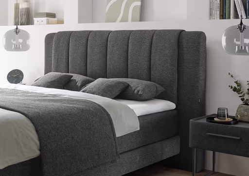 Boxspringbett - Liegefläche ca. 180x200 cm, Stoff, Anthrazit