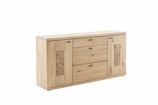 Sideboard - mit Hirnholz Applikation, Balkeneiche, massiv