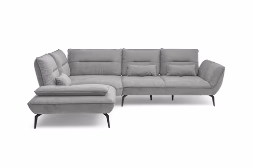Ecksofa PAYTON - Ecke links, 2,5-Sitzer inkl. Rückenneigung, Armteilverstellung, Stoff, Silbergrau
