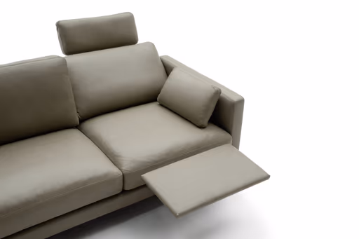 Sofa Cuneo - 2-Sitzer, Leder, Graubraun, Relaxfunktion, motorisch