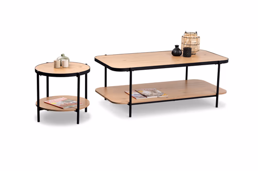 Beistelltisch - Ø/H ca. 52x45 cm, Artisan Eiche Nachbildung, Schwarz