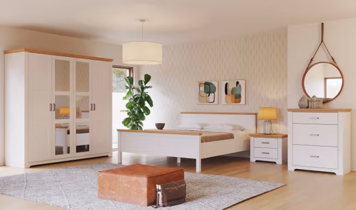 Bettgestell - Liegefläche ca. 140x200 cm, Weiß, Oak Colori