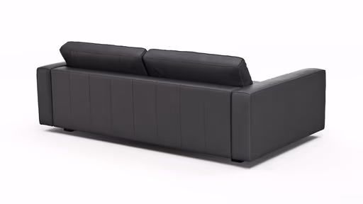 Sofa Aprino 2 - 3,5-Sitzer XL, Dickleder, Schwarz , Armlehne Block schmal
