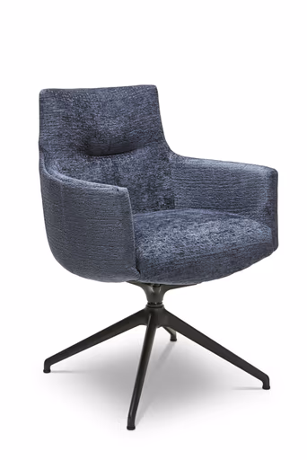 Armlehnstuhl Calgary - drehbar, Stoff, Dunkelblau