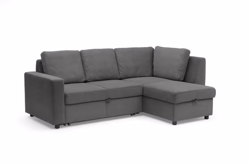 Ecksofa PRO FLEXX - 2-Sitzer, Ecke rechts inkl. Schlaffunktion und Bettkasten, Stoff, Steingrau