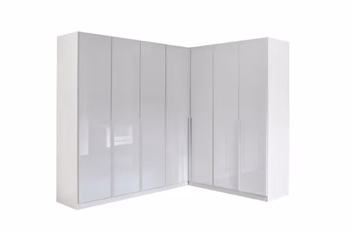 Eckschrankkombination ROMAN SPIN- Weiß, Glas, Weiß