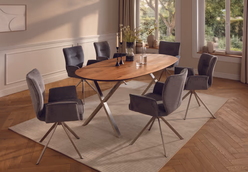 Esstisch Nayara - LB ca. 200x100 cm, Wildnussbaum massiv, geölt