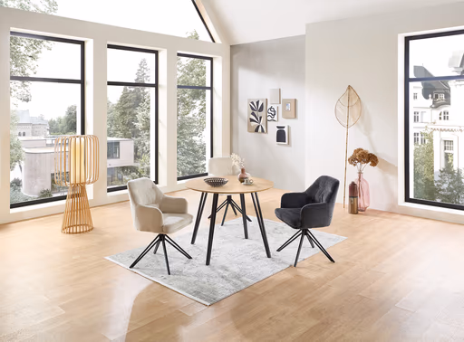 Armlehnstuhl - drehbar, Stoff, Beige