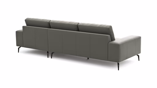 Ecksofa Redington - 2,5-Sitzer mit Longchair rechts, Leder, Grau 