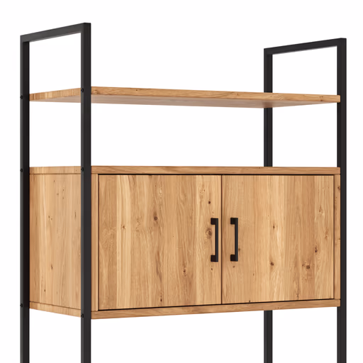 Regal Farmingdale - mit Holztür, Eiche massiv, natur geölt