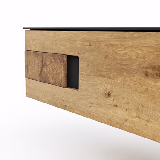 Nachtkonsole Baltimore - Rechts, Wildeiche massiv, Metall