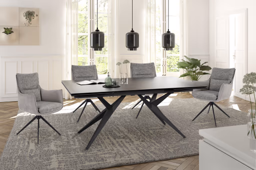 Stuhl MANDY - drehbar, Stoff, Graubeige