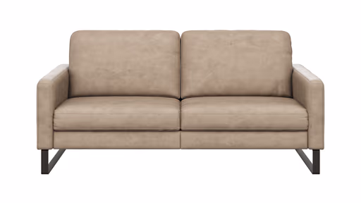 Sofa Enna - 3-Sitzer, Armlehne A, Leder, Taupe, Kufe, Schwarz