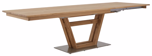 Esstisch Faro Plus - LB ca. 180x90 cm, Tisch verlängerbar (Klappeinlage einseitig), Wildeiche massiv, Bianco