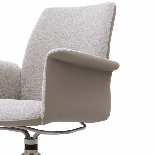 Armlehnstuhl Sedana - drehbar, Leder & Stoff, Grau