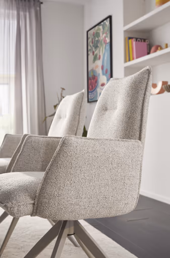 Armlehnstuhl Dinner - drehbar, Stoff, Champagner