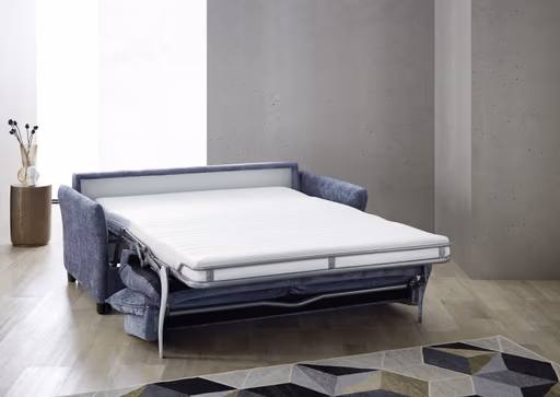 Sofa - 2-Sitzer mit Schlaffunktion, Stoff, Graublau