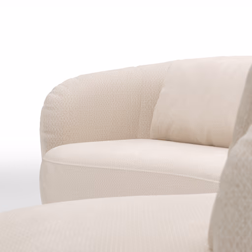 Ecksofa Karasu - 3-Sitzer mit Ottomane rechts, Stoff, Creme