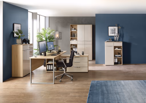 Büroregal - B ca. 40 cm, Riva Eiche Nachbildung, Kaschmir