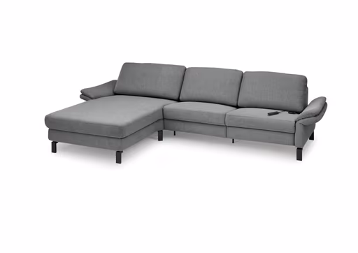 Ecksofa CALM PREMIUM 2.0 - Longchair links mit 3-Sitzer, Relaxfunktion motorisch, Armlehne verstellbar, Stoff, Anthrazit