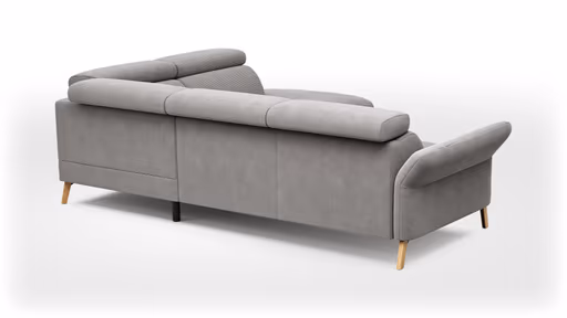 Sofa Maryville - 2,5-Sitzer mit Eckelement und Abschlussteil medium rechts, inkl. Kopfteil verstellbar, Stoff, Grau