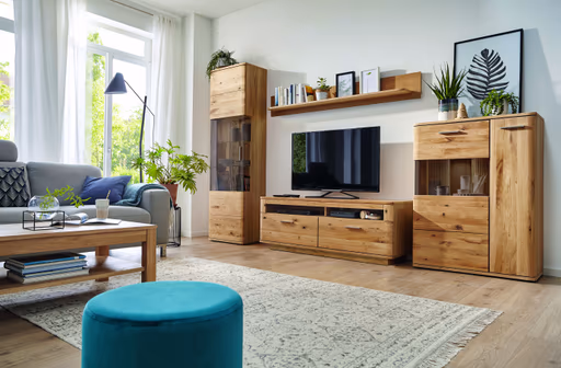 Wohnwand Paso - Holzfarben Bianco