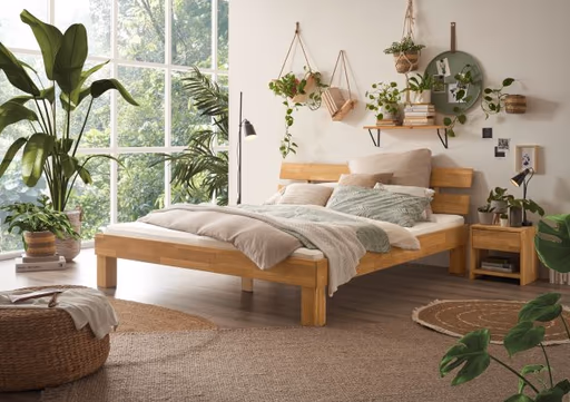 Bettgestell- Liegefläche ca. 180x200 cm, Wildeiche, Massiv, Geölt