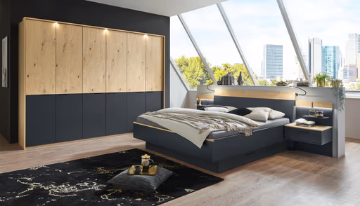 Schlarzimmer - Balkaneiche, Lack, Taupe