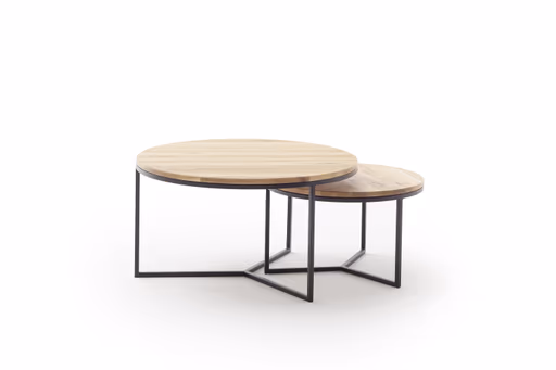 Couchtisch Joan 2- LBH ca. 58x58x33 cm, Asteiche massiv, Gestell schwarz