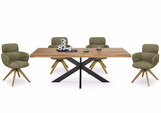 Armlehnstuhl MANJA - drehbar, Stoff, Braun