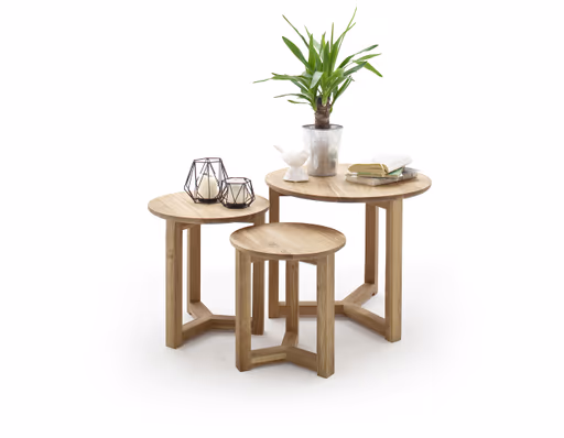 Couchtisch - 3-er Set, Asteiche massiv